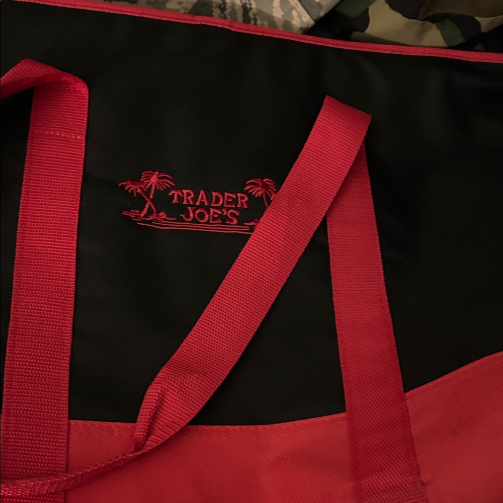 Trader Joe's Red and Black Tote Bag